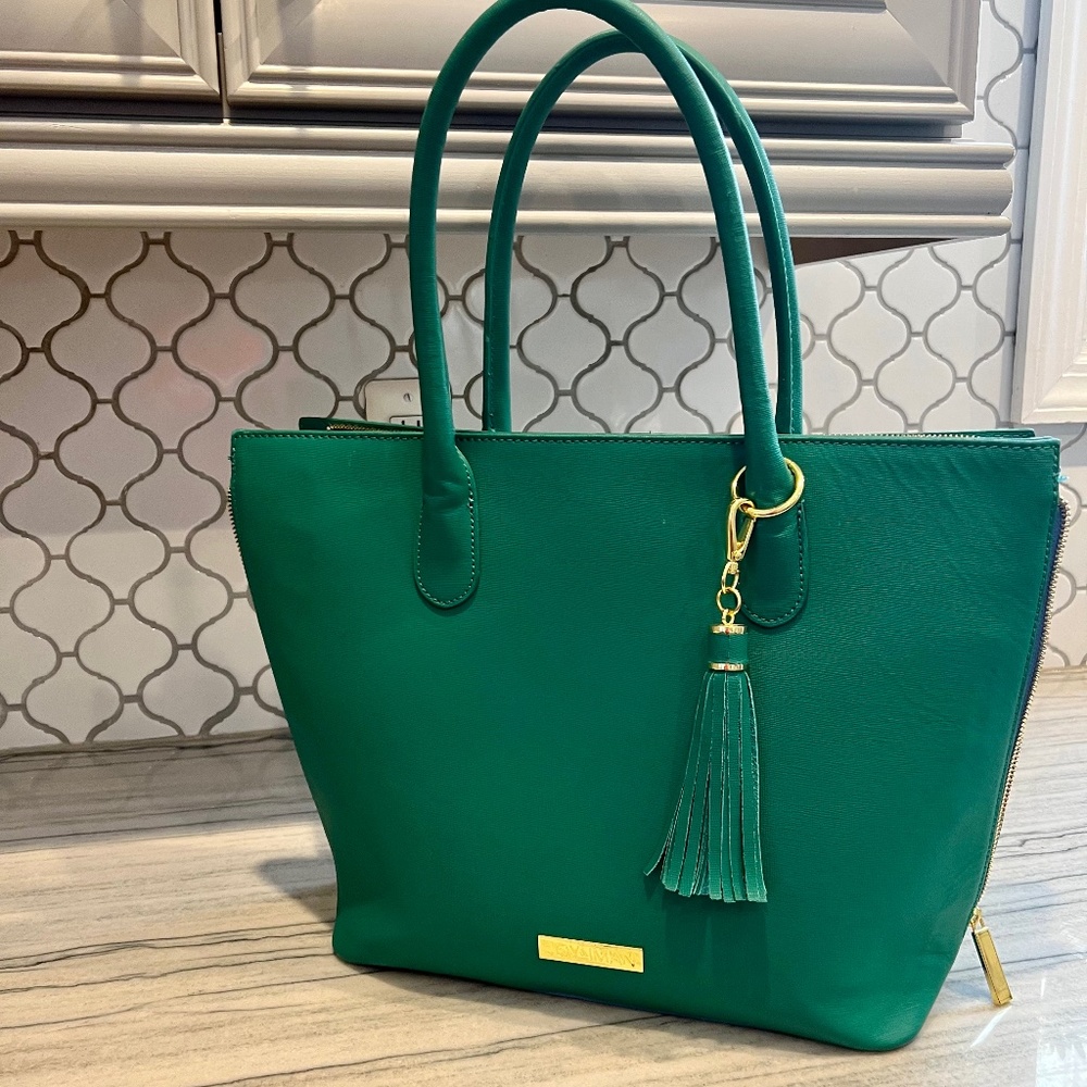 Gorgeous! JOY & IMAN Kelly Green /River Blue  Pop Tote